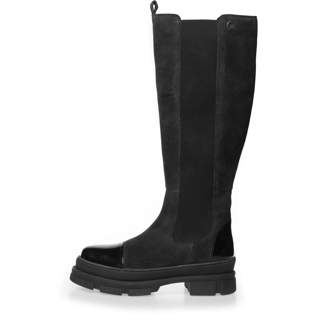 COPENHAGEN SHOES FOLLOW ME SUEDE Long boot 00010 BLACK W/PATENT TOE