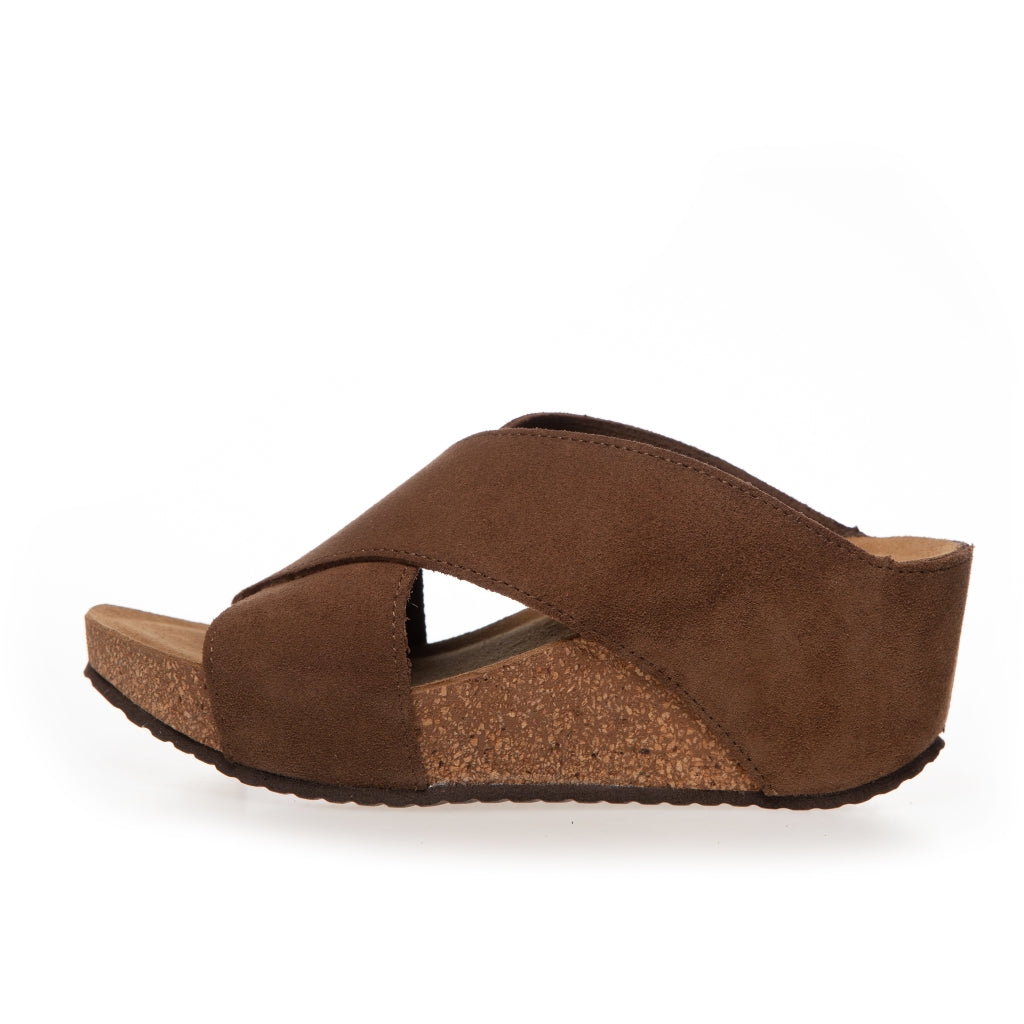 COPENHAGEN SHOES FRANCES 23 Suede Sandaler med kilehæl 00066 DARK BROWN (MARRONE 417)