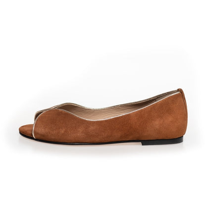 COPENHAGEN SHOES LIKE A MELODY-SUEDE Ballerina 0241 COGNAC