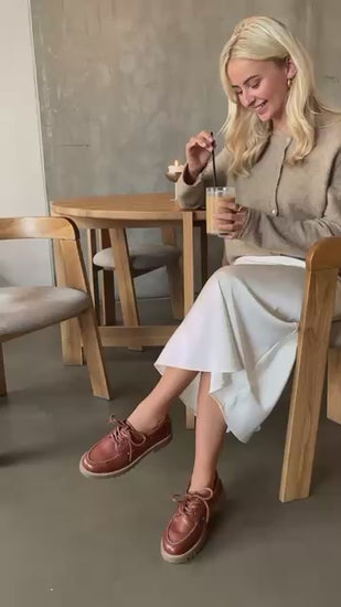 COPENHAGEN SHOES THE WALK LEATHER Boat Shoe 0241 COGNAC
